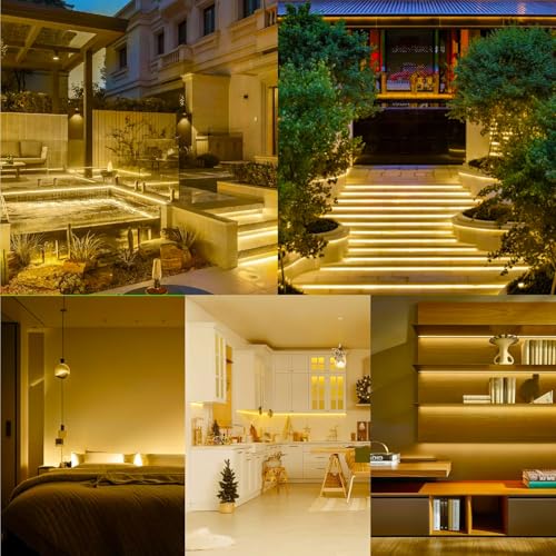 YeahBoom 5M COB LED Streifen,220V Direktanschluss mit Eurostecker,Warmweiß 3000K,Hohe Dichte Flexibler Wasserdicht LED Strip,für Schlafzimmer Schrank Zuhause Party Dekoration