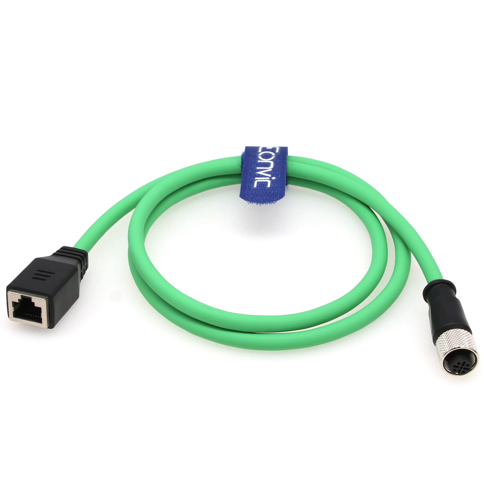 Eonvic Industrial Ethernet Cat6 M12 4 Pin Female D-Code to RJ45 Female Gigabit High Flex Shielded Ethernet Extension Cable, 4pin Female M12 to RJ45