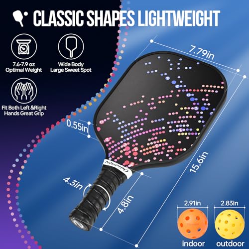 Image of niupipo Pickleball Paddles Set of 2 or 4, USAPA Approved Fiberglass Pickleball Paddle Set with Balls and Bag, Polypropylene Honeycomb Core, Lightweight Pickleball Paddles for Beginners Men Women