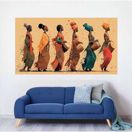 Peinture à l'huile africaine sur toile grand format 70x130cm sans cadre