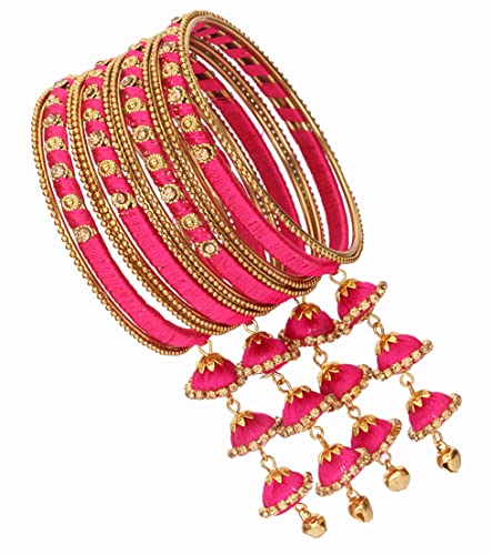 Image of NMII Get your traditions Valentine Gift for Girls & Women Silk Thread Bangle Set With Zircon For Womne & Girls
