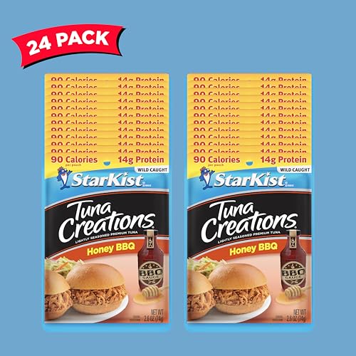 Image of StarKist Tuna Creations Honey BBQ Pouch (2.6 oz - 24 Pack) Wild Caught, High Protein Shelf Stable Seafood, Gluten Free, Soy Free, No Draining, Ready to Eat for Salads and Sandwiches