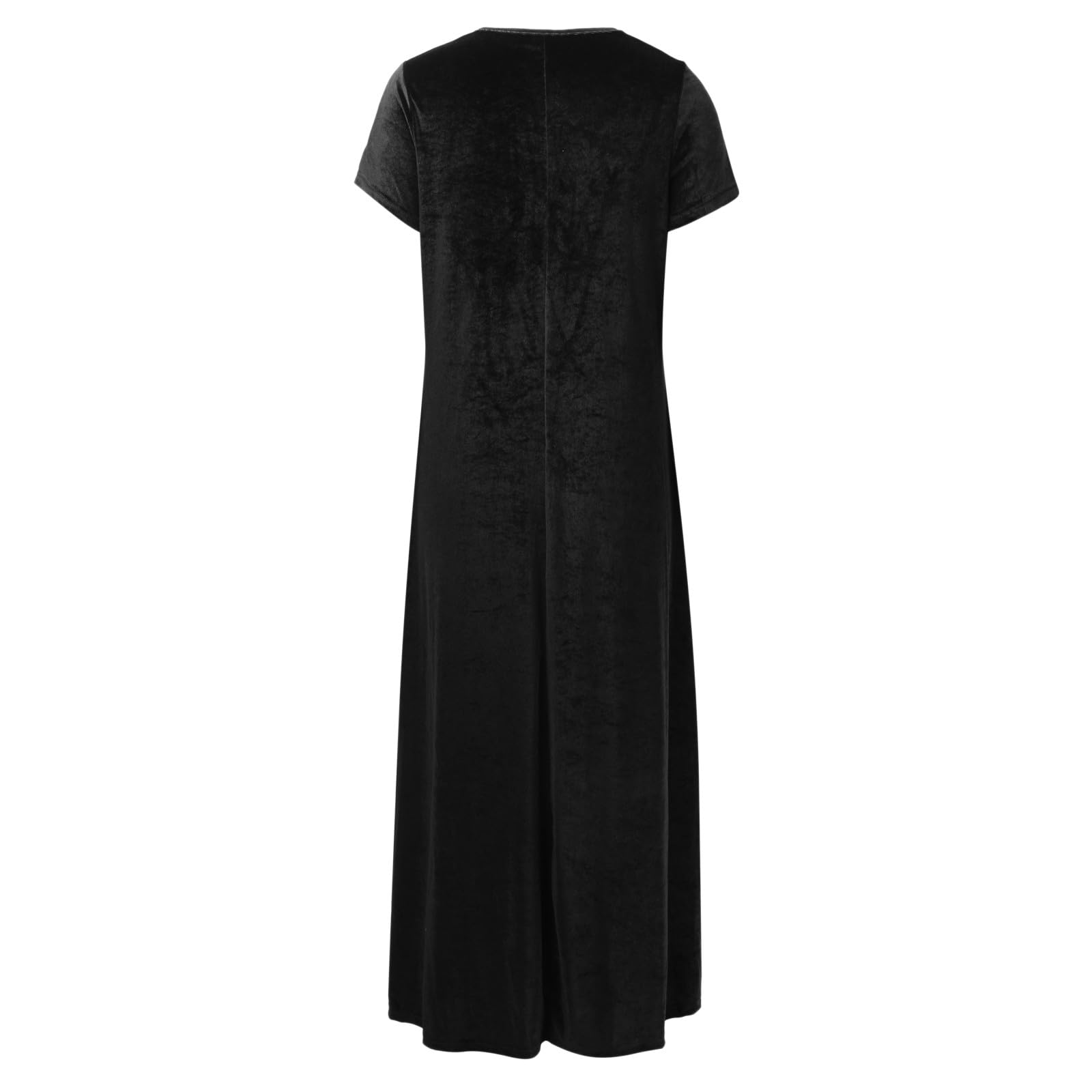 Generisch Vestido largo de terciopelo dorado con cuello redondo para mujeres elegantes delgadas