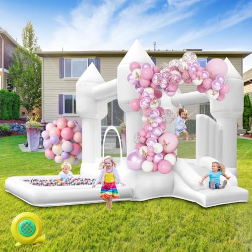 Castillo Hinchable Blanco con Soplador para Niños con...