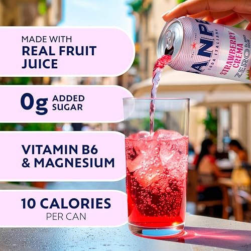 Image of Sanpellegrino Crafted Soda Italiana, Strawberry Crema, 24 Pack | Italian soda with real fruit juice, 0g added sugar, <20 calories, and Vitamin B6 & Magnesium for feel-good moments.