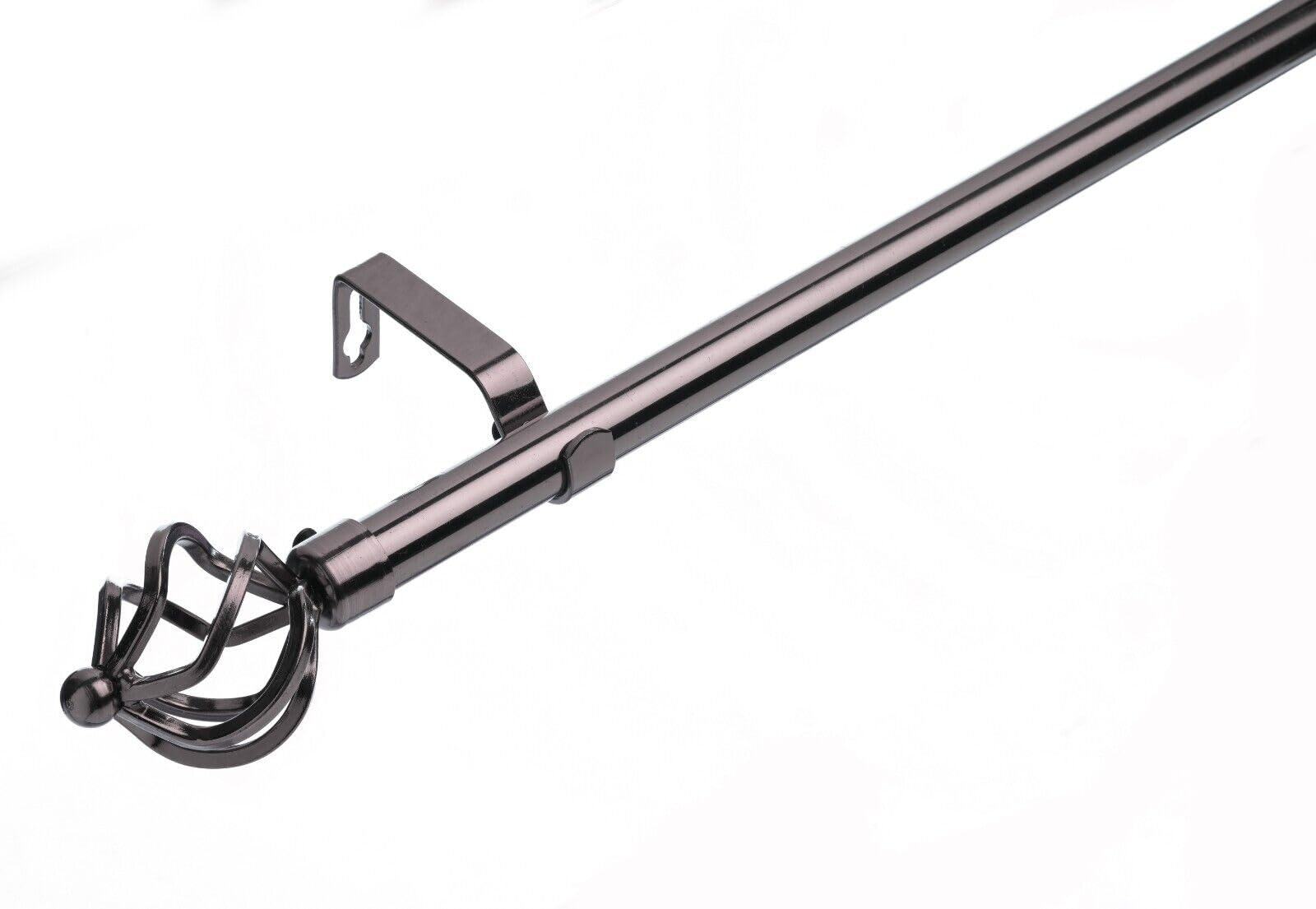 Lister Cartwright 19 mm Curtain Pole for Windows, Extendable 70โ120 cm, Black Nickel Metal Rod with Cage Ball Finials, Adjustable Drapery Pole for Eyelet Curtains, Living Room,Bedroom Non Slip โ image 1
