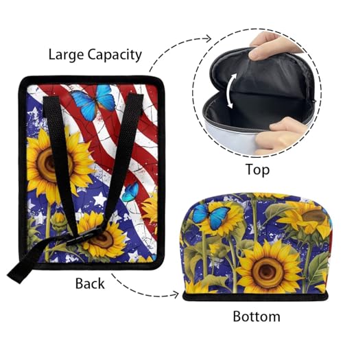 Image of 4th of July Car Trash Can with Lid Hanging Car Trash Bag Leak-Proof Portable Cars Garbage Bin Sedan Accessories Interior Cars Organizer, USA Flag Sunflower Print