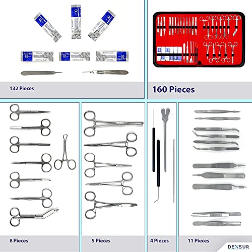 Dexsur Professional Dissection Kit - 160 Pieces, Stainless Steel, Easy To Clean, Biology Instruments, Versatile Tools For Medical & Veterinary Training #TOP6