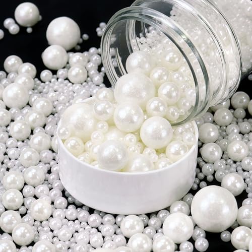 Perles comestibles de 130g en sucre blanc Streusel pour desserts perlé Décoration de gâteaux Décorations pour biscuits Cupcakes sucrés pour mariages et...