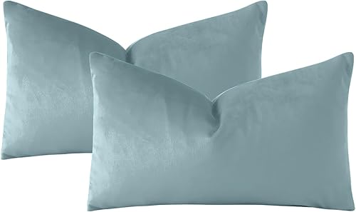 Miniatura 6 de OTOSTAR Paquete de 2 fundas de almohada decorativas de terciopelo suave y sólido de 16 x 24 pulgadas, fundas de almohada lumbares, fundas de