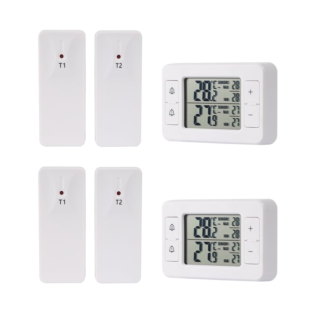 2Set Termometro Elettronico per Frigorifero Domestico A Fredda con Trasmissione Wireless One Tow Two con Allarme