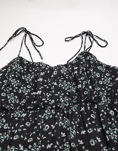 Image of Moomaya Women Printed Mini Dress, Strappy Shoulders Tiered Short Summer Dress