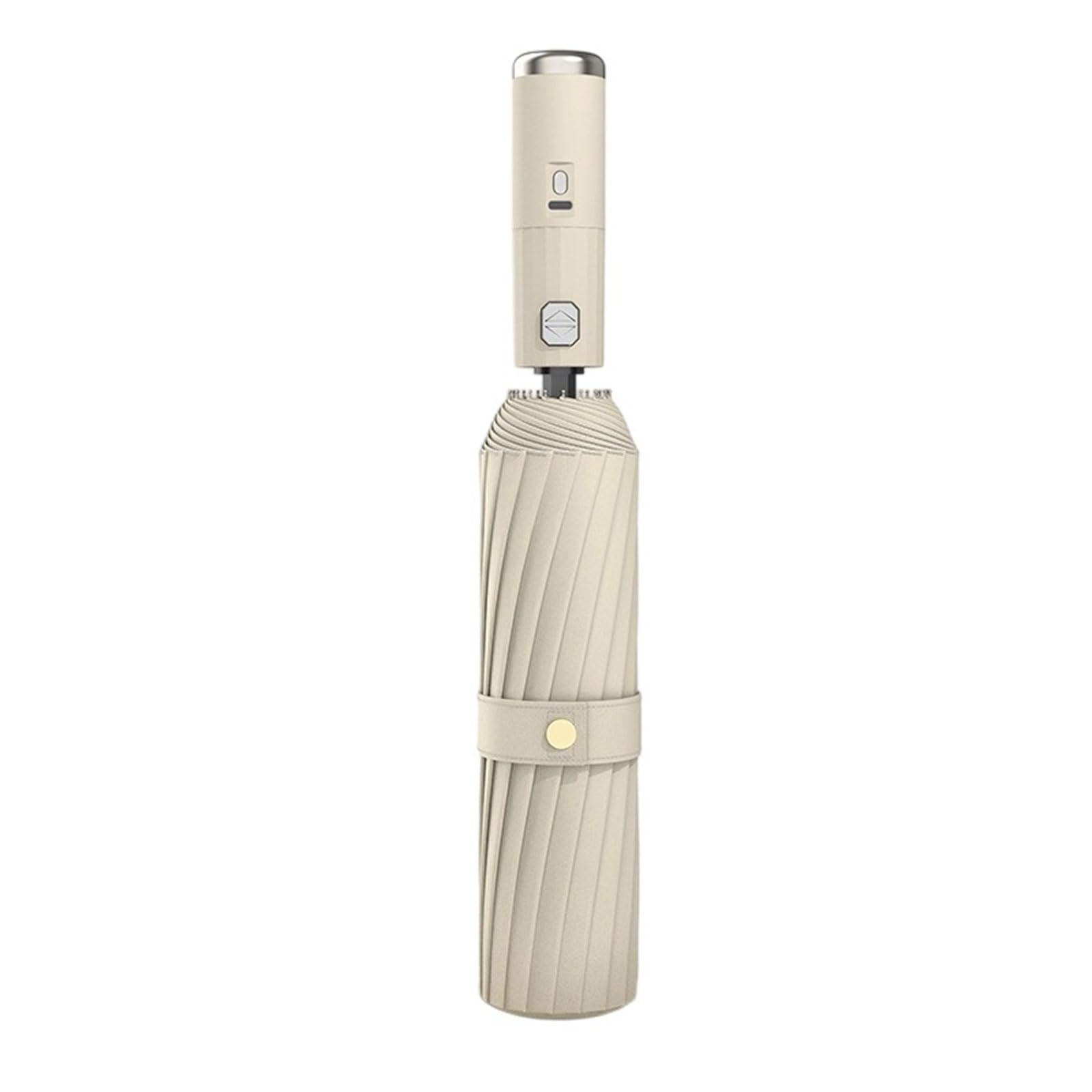 Jazuaiao Beige Portable Sun Rain Umbrella With Builts In Usb C Rechargeable Cooling Fan Sun Protections Umbrellas For Outdoor Activity Misting Umbrella With Fan