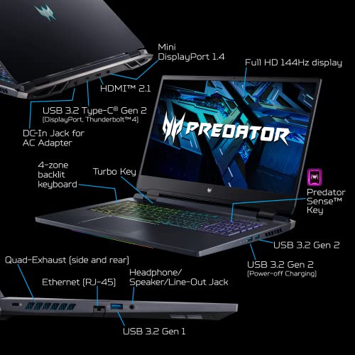 Acer Predator Helios 300 Gaming Laptop | 12Th Gen Intel I7-12700H | Geforce Rtx 3060 Gpu | 17.3" Full Hd 144Hz 3Ms Ips Display | 16Gb Ddr5 | 512Gb Gen 4 Ssd | Killer Wi-Fi 6E | Ph317-56-70Xj #TOP4
