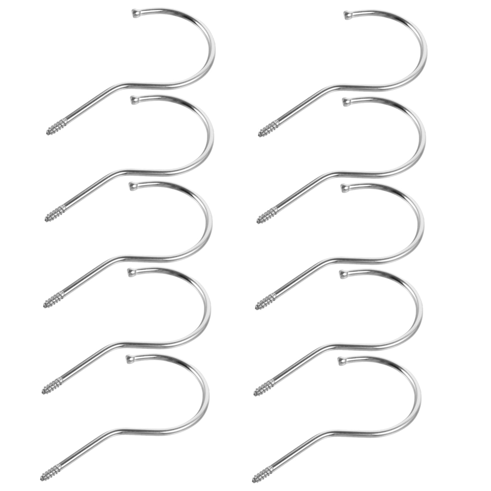 STOBAZA 10pcs Heavy Duty Screw-in Hooks Sturdy Stainless Steel Hanger Hooks for Hanging Clothes Space Saving Home Organizati