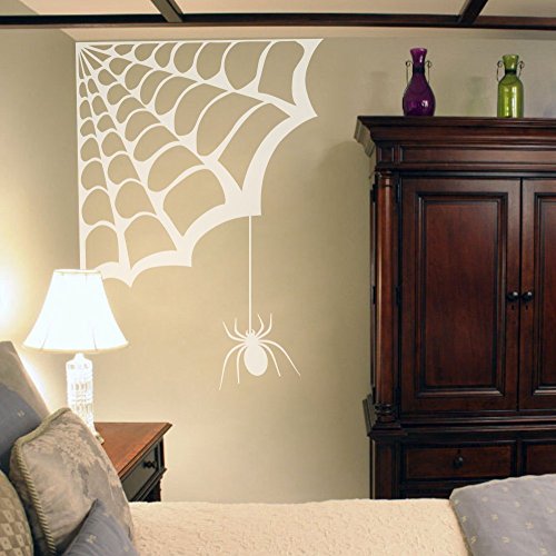 Vinyl Spider Web Wall Decal Corner Spider Web Wall Sticker Wall Graphic Mural Home Art Decor White