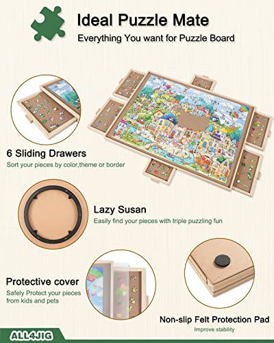 image for ALL4JIG 1500 Pieces Rotating Puzzle Board with 6 Drawers and Cover,26