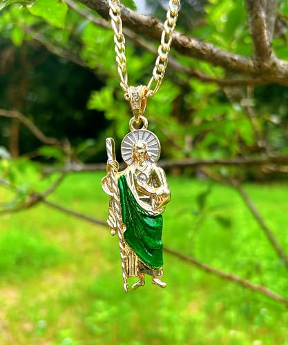 San Judas Tadeo Necklace Diamond 24K Gold Plated San Judas Tadeo Necklace San Judas Medalla (Gold 258)4