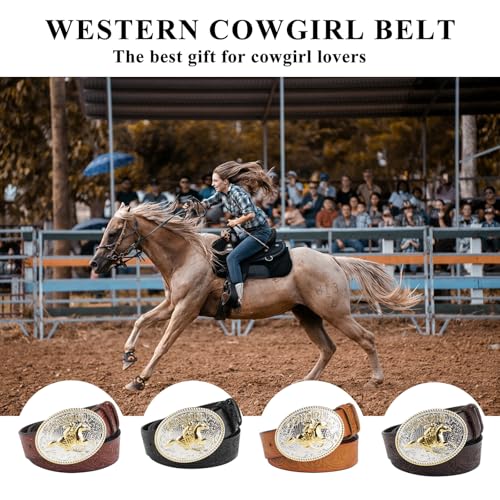 Cowboy Belts for Women Western Buckle Belt Cowgirl Country Embossed Leather Belt for Jeans Pants4