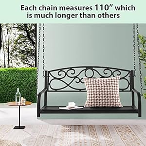   Giantex-Metal-Porch-Swings-2-Person-Outdoor-Hanging-Garden-Bench-with-Sturdy-Chains-Wide-Seat-Curved-Armrests-485-Lbs-Weight-Capacity-Swing-Loveseat-for-Deck-Backyard-Patio-Swing-Chair-Black