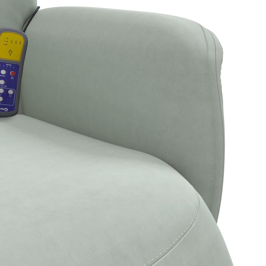 vidaXL Fauteuil Inclinable de Massage Repose-Pied, Siège avec Accoudoirs, Chaise de Relaxation avec Dossier Salon, Moderne, Gris Clair Velours