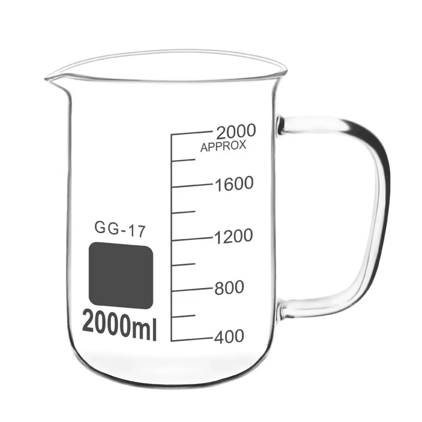 1 pz 50 ml 100 ml 250 ml 500 ml 1000 ml Laboratorio Becher in vetro borosilicato ad alta densità con manico Bilancia Misurino Attrezzatura da laboratorio(300mL)
