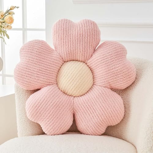 Kcvvcr Flower Throw Pillow Cute Flower Shaped Pillow Decorative Throw Pillow for Bed Couch Soft Daisy Pillows Floor Seating Cushion Cushions (14.9 Inch Light Pink)