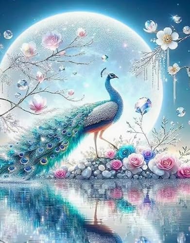 FanZheZhe Easy Cross Stitch Kits 50x70cm Peacock 11CT Stamped Embroidery Starter Kit for Cross-Stitch Supplies Needlework Craft
