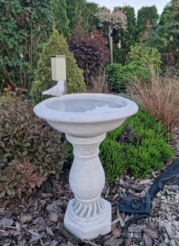 Ornement de Jardin en Pierre coulée - Bain d'oiseau Antique sur Colonne décorative