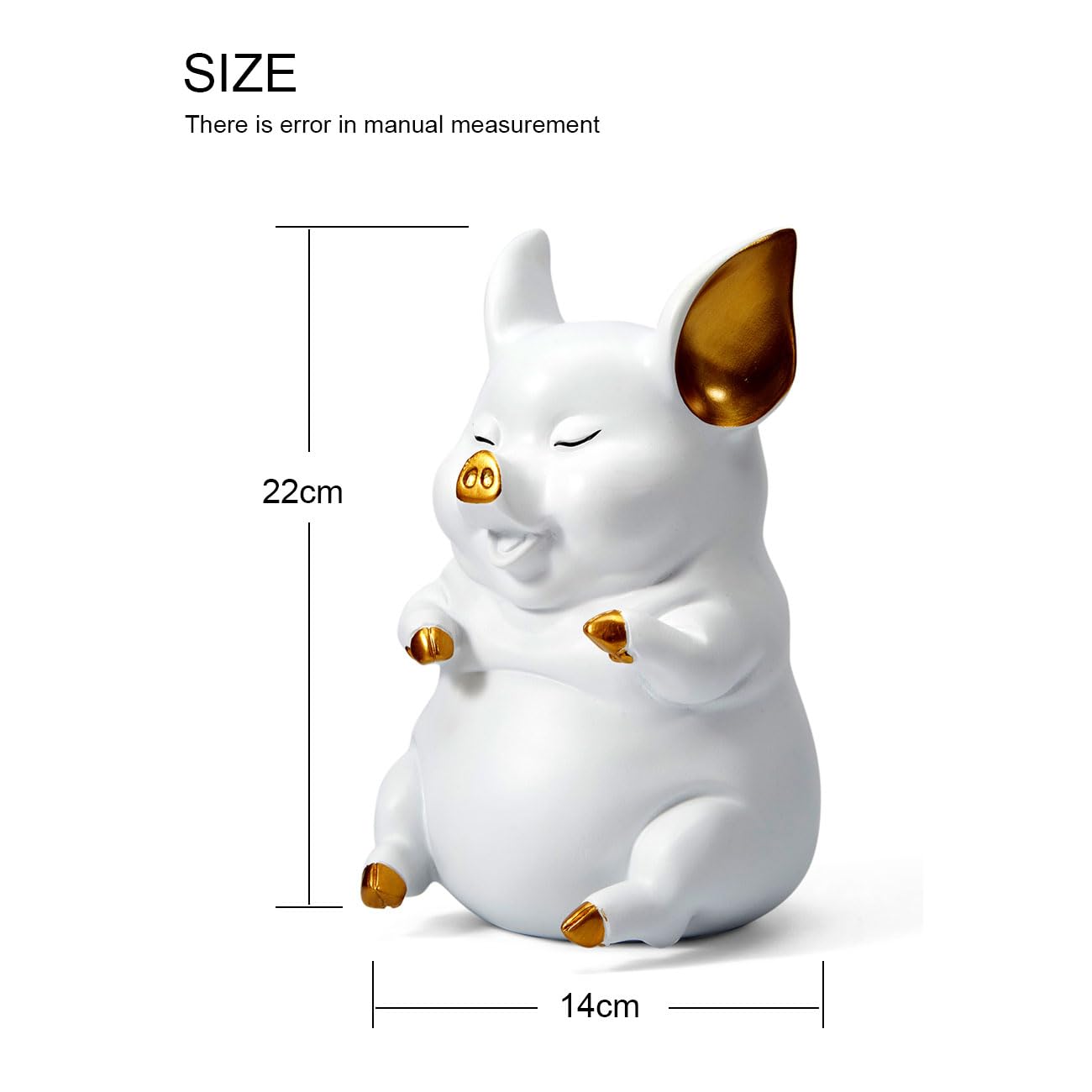 HAUCOZE Piggy Bank Coin Bank Pig Statue Gifts Modern Arts Figurine Polyresin White 8.3inch