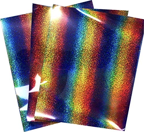 Siser Hologram Iron On Heat Transfer 3 Sheets 10”x12” Each, Holographic HTV (Rainbow)