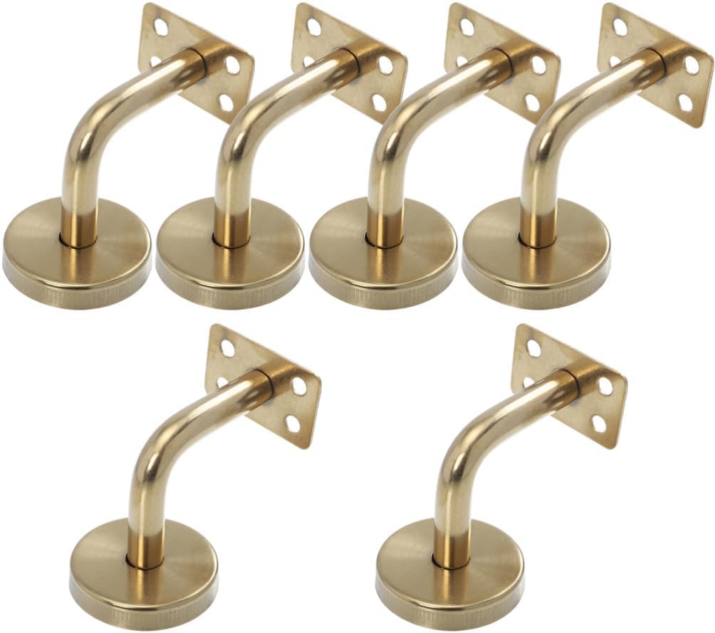 jojofuny 6pcs Handrail Brackets Staircase Guardrail Support Wall Mounted Stair Handrail Chrome