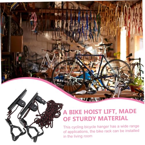 Soporte para bicicleta de pared y techo resistente de acero negro y compacto 4