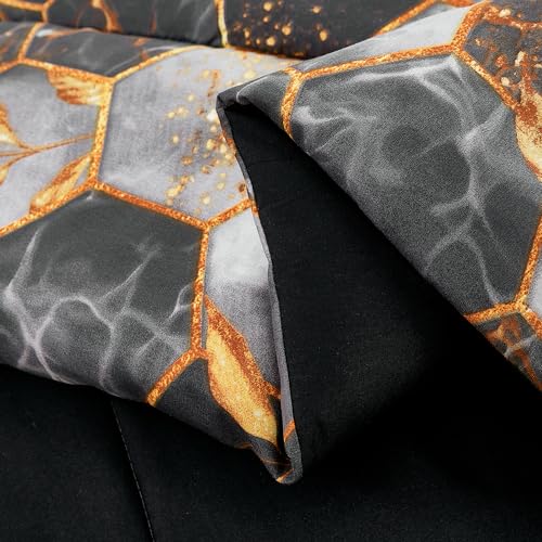 Edredón hexagonal de microfibra premium con detalles dorados tridimensionales 8