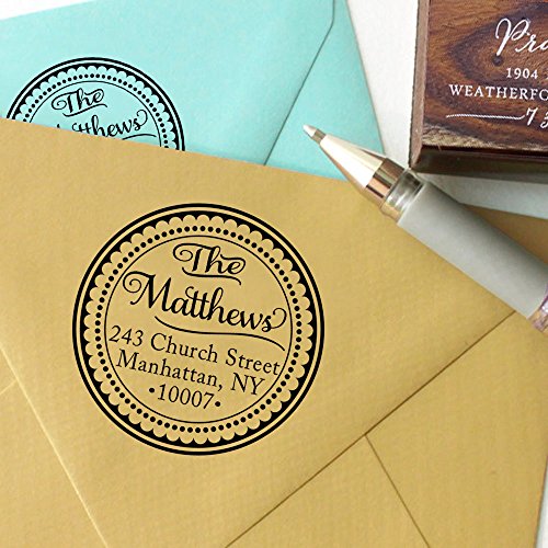 Round Wood Mounted Rubber Stamp Custom Family Return Address Stamp Wedding Gift #TOP1