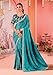 Elina fashion Women's Indian Ethnic Satin Jacquard Embroidery Saree with Unstitched Blouse (Sea Green,Teal Blue Color)