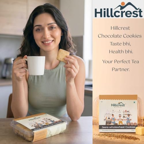 Image of Hillcrest Bakery Jeera Wholewheat Cookies, 300g, 18 Pieces | Premium Baked Snack | Crispy & Delicious | Tea Time Treat | Suitable for Everyday Snacking | Hygienically Packed