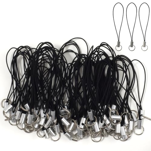 200 Pcs Phone Charm Strap DIY, Cell Phone Split Ring Strap, Double Loop Lanyard Decorations Split Ring Keychain-Mobile Cell Accessory Keychain Pendant Hanging Cord Craft Supplies