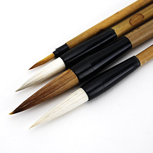 Chinese Brush Painting Kit Master Calligraphy Kanji Sumi Painting Brushes Pack of 4