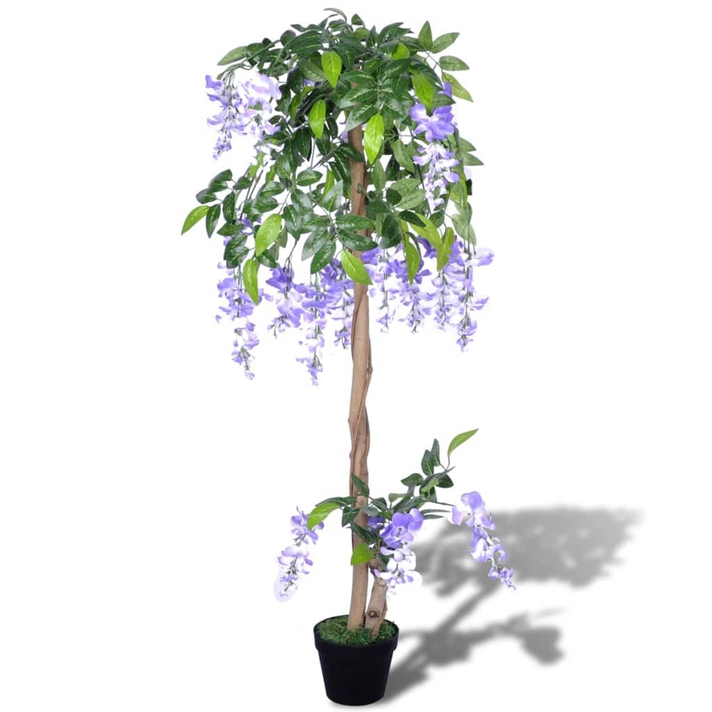 Planta artificial de glicinia artificial, 120 cm, con maceta para interior y 420 hojas