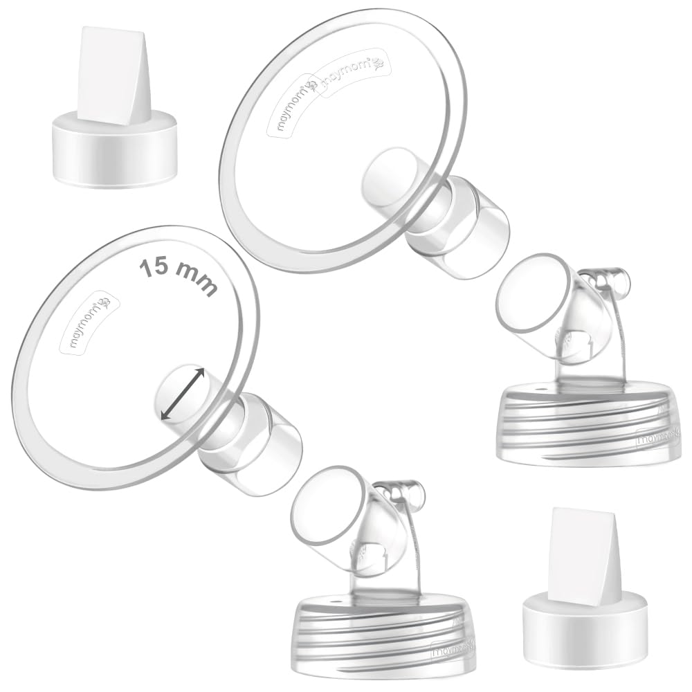 2X 15 mm Maymom Two-Piece Wide Neck Pump Parts Compatible with Spectra S1,Spectra S2 Pumps and 2 Valves; Incl Wide Mouth Flanges; Not Original Spectra