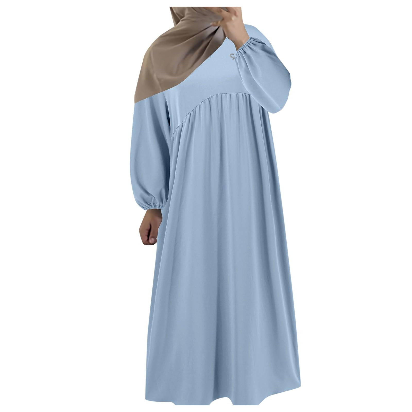 Robe Ample à Manches Longues et col Rond pour Femmes, Nouveau Style Musulman, Robe Ample à la Mode et élégante Body Femmes avec Robe De Soirée