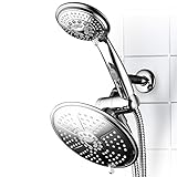 38-Setting 3-Way Rainfall Combo by DreamSpa features 6-setting 7-inch Rain Shower Head and 6-setting 4-inch Hand Shower with Patented ON/OFF Pause Switch. Use each shower separately or both together