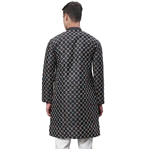 Image of SOJANYA Men's Silk Blend Geometric Regular Kurta
