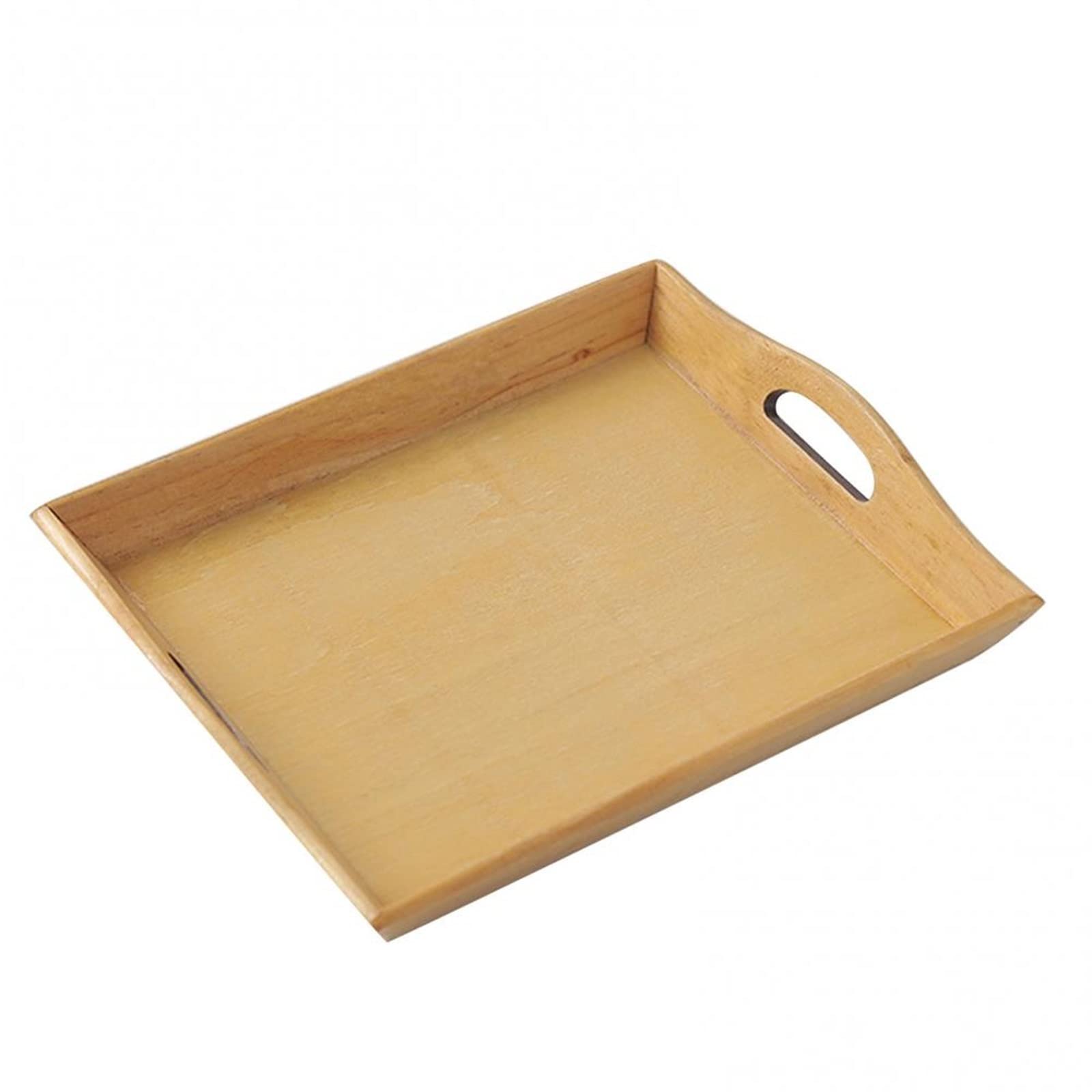 JINGYAN Breakfast Trays Tea Tray Wooden Serving Solid Wood Breakfast Sushi Snack Bread Dessert Cake Plate With Easy Carry Grooved Handle(B)