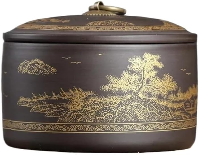 SONGCHAO Sugar Jar Household Purple Clay Loose Tea Storage Container Sealed Jar Tea Storage Jar Coffee Jar Kitchen Food Storage Jar Tea Canister (Color : D, Size : 13x10cm)