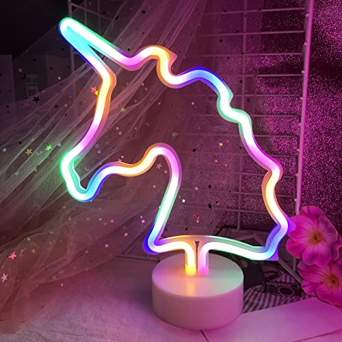 eyeJOY Unicorn LED Light Colorful Unicorn Light Neon Sign Battery or USB Operated Unicorn Lamps for Girls Bedroom Decor Unicorn Night Light for Girls Unicorn Gifts for Birthday Christmas Party