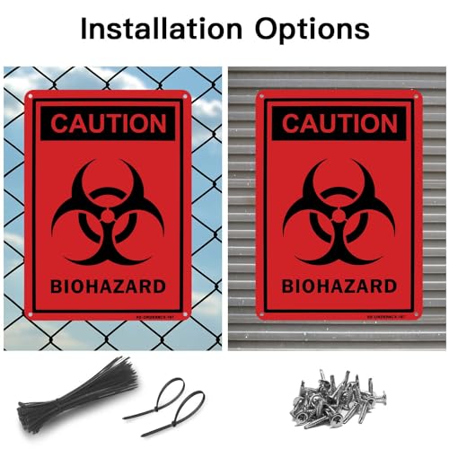 Muxyh CX-CAB167 2 Pack "Caution - Biohazard" Sign, 10 X 7 Inches .40 Rust Free Heavy Duty Aluminum Reflective Sign thumb #2
