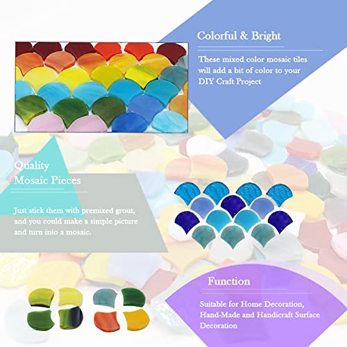 Litmind 160 Pieces Precut Fan-Shaped Petal Mosaic Tiles, Glass Craft Flower Leaves Stained Glass Supplies, Garden Glass Mosaic Making Supplies For Diy Crafts, Stained Glass Kits #TOP2