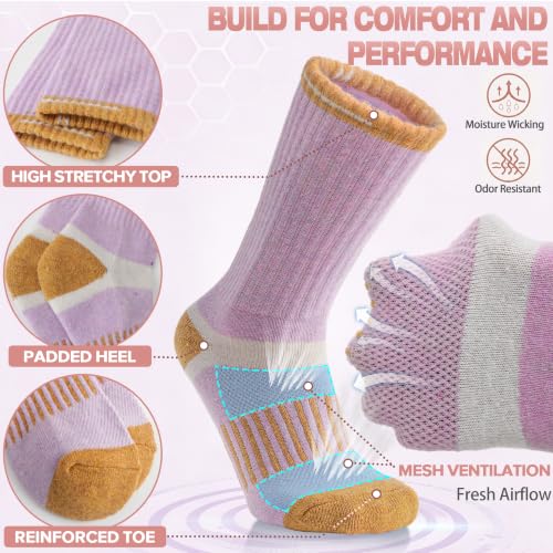 Image of MOGGEI 5 Pairs Merino Wool Hiking Socks Warm Thermal Winter Cozy Cushioned Moisture Wicking Socks for Women & Men